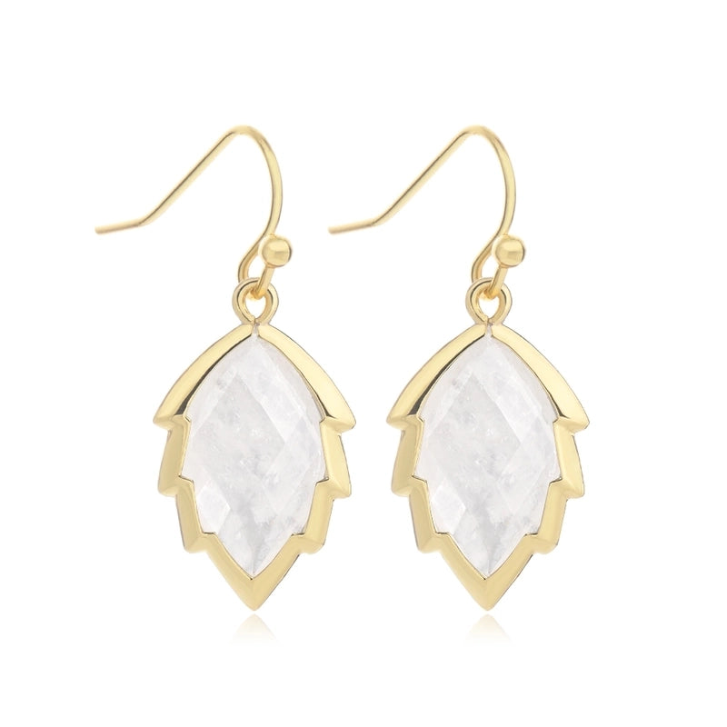 1 Pair Modern Style Sweet Leaves Natural Stone Copper Drop Earrings