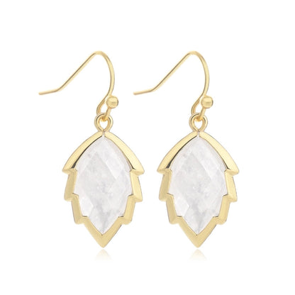 1 Pair Modern Style Sweet Leaves Natural Stone Copper Drop Earrings