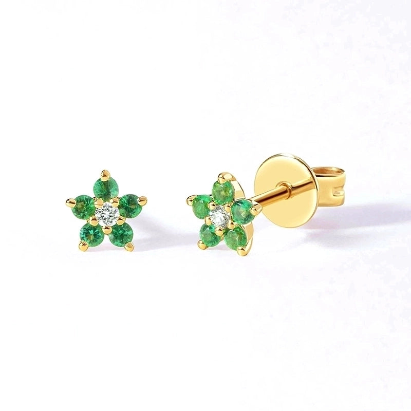 1 Pair Minimalist Flower Plating Inlay Copper Zircon White Gold Plated Gold Plated Ear Studs