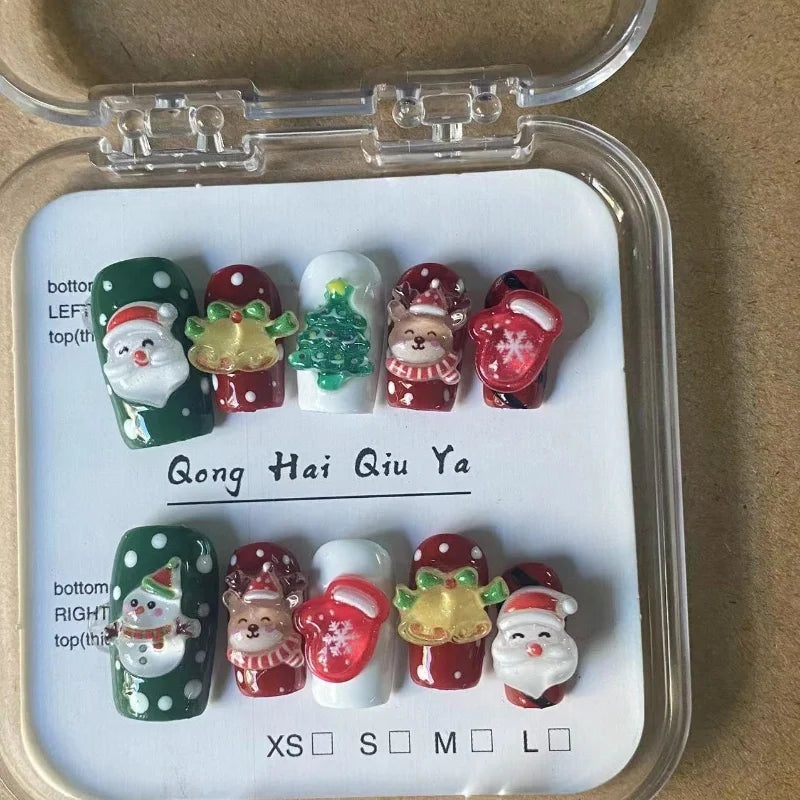 Christmas Retro Solid Color Starry Sky Press On Nails