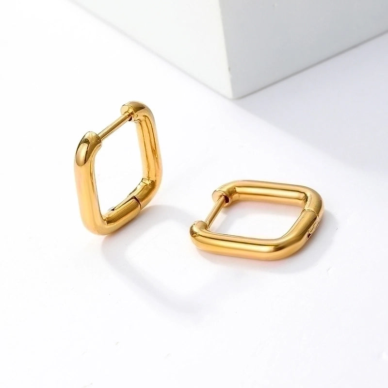 1 Pair Casual Square Stainless Steel 18k Gold Plated Hoop Earrings