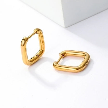 1 Pair Casual Square Stainless Steel 18k Gold Plated Hoop Earrings