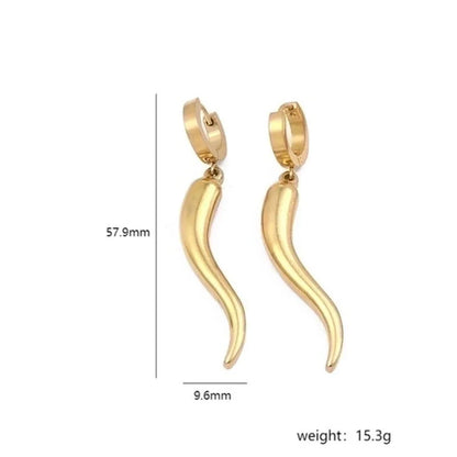 Stainless Steel 18K Gold Plated Minimalist Plating Chili Drop Earrings
