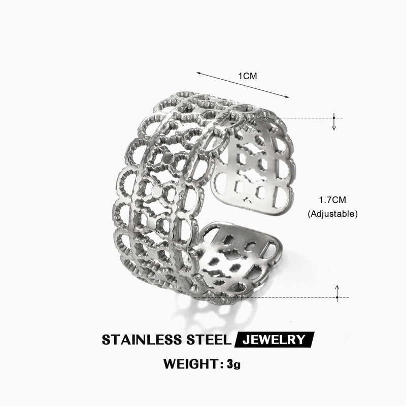 304 Stainless Steel 18K Gold Plated IG Style Plating Geometric Open Rings