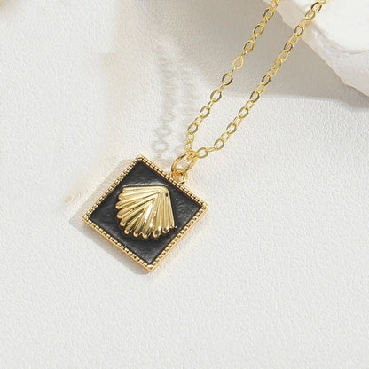 Copper 14K Gold Plated Vintage Style Minimalist Commute Enamel Inlay Butterfly Zircon Pendant Necklace