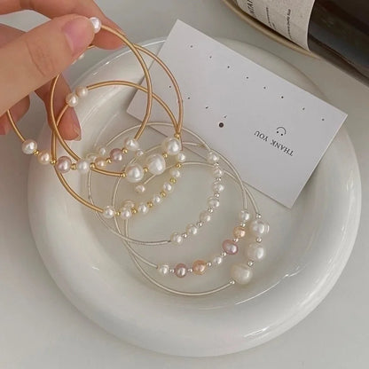 Basic Solid Color Freshwater Pearl Copper Bangle