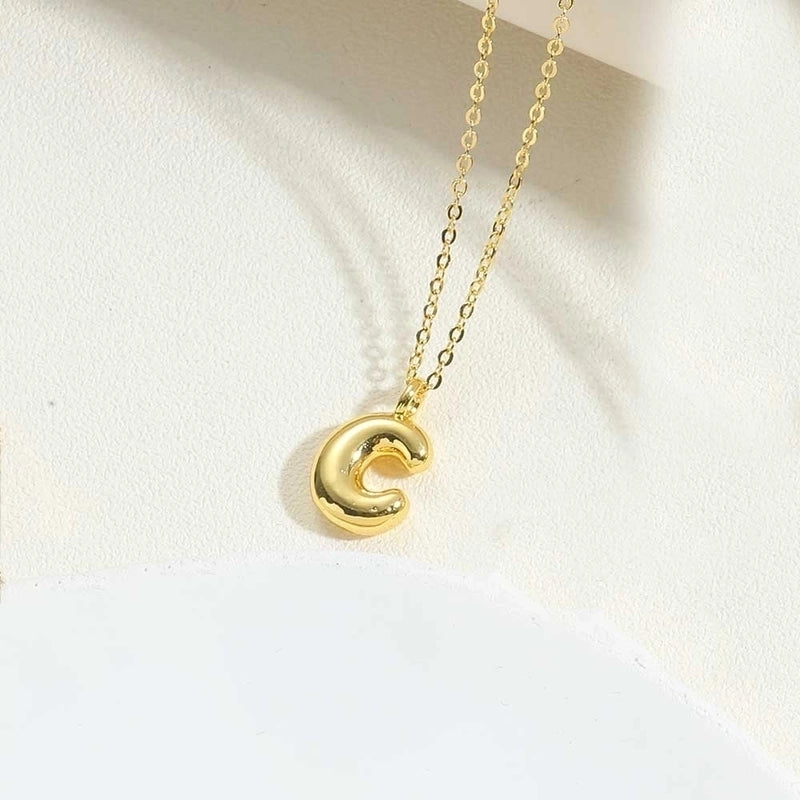 Copper 14K Gold Plated Minimalist Letter Pendant Necklace