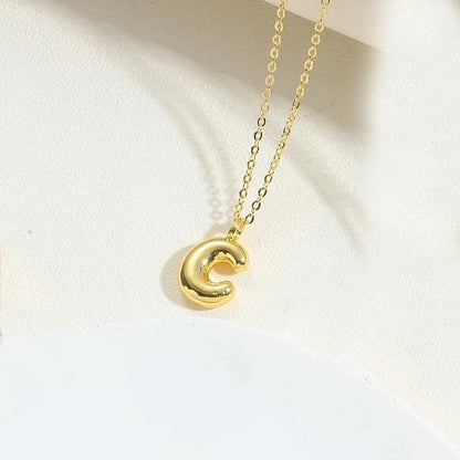 Copper 14K Gold Plated Minimalist Letter Pendant Necklace