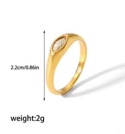 304 Stainless Steel Casual Korean Style Plating Inlay Round Zircon Rings