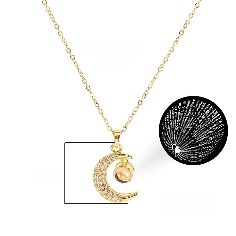 Copper 18K Gold Plated Plating Inlay Double Ring Letter Zircon Necklace