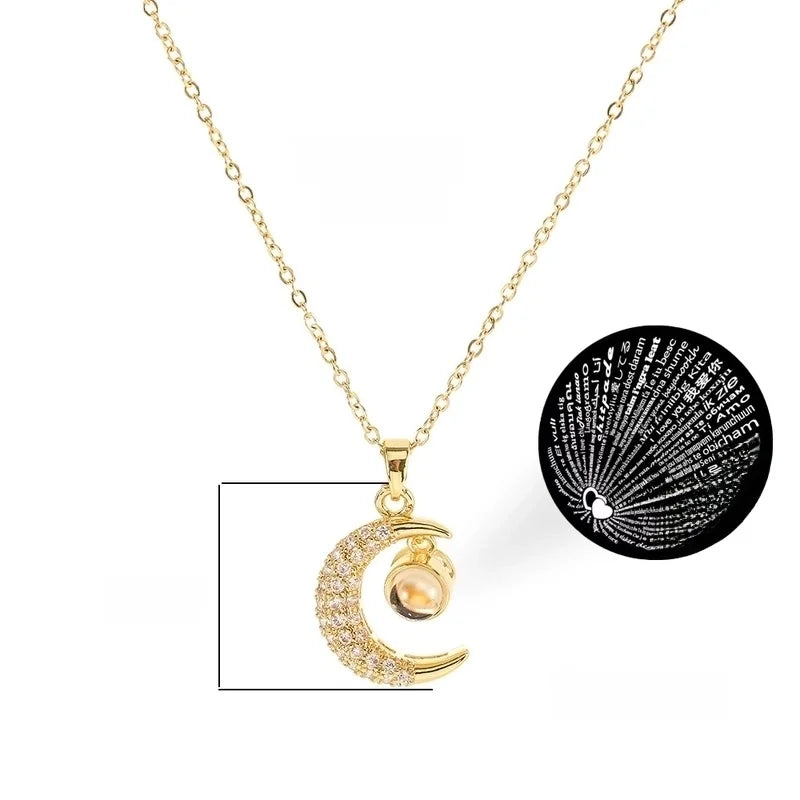 Copper 18K Gold Plated Plating Inlay Double Ring Letter Zircon Necklace