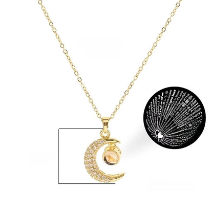 Copper 18K Gold Plated Plating Inlay Double Ring Letter Zircon Necklace