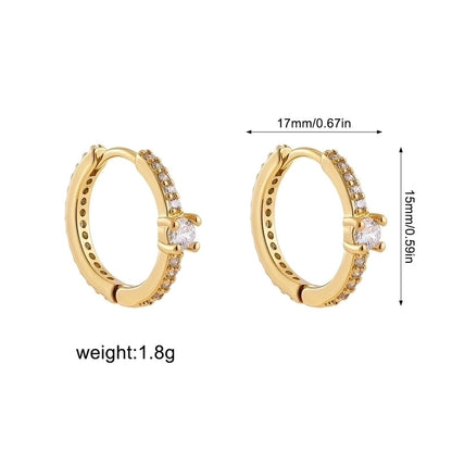 1 Pair Minimalist Shiny Cross Circle Inlay 304 Stainless Steel Zircon Earrings