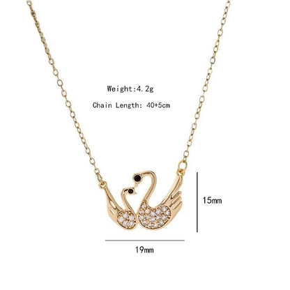 304 Stainless Steel Copper 18K Gold Plated K Gold Plated Inlay Heart Shape Wings Butterfly Zircon Pendant Necklace