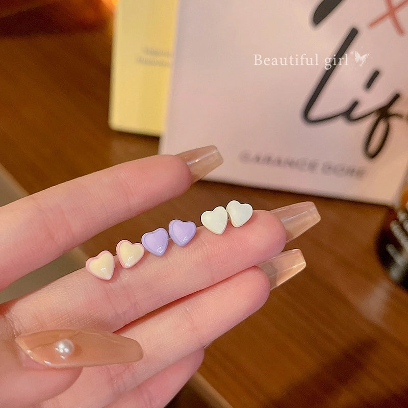 1 Set Minimalist Geometric Enamel Plating Inlay Copper Rhinestones Opal Shell Earrings