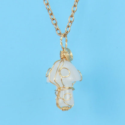 Minimalist Mushroom Natural Stone Handmade Pendant Necklace 1 Piece