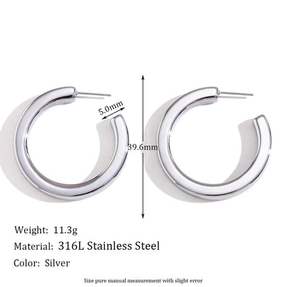 1 Pair Vintage Style Minimalist Classic Style C Shape Plating Inlay 304 Stainless Steel Zircon 18K Gold Plated Ear Studs