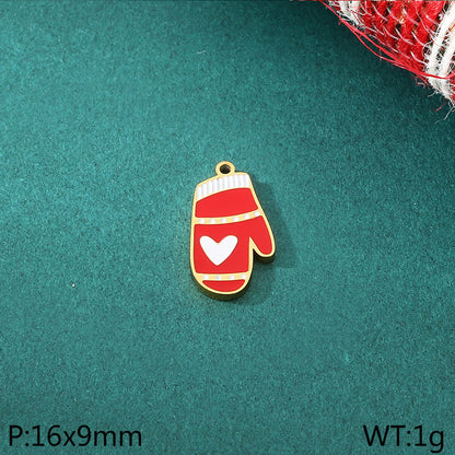 Diy Christmas Elements Oil Drop Stainless Steel Accessories Pendant Christmas Tree Santa Claus Snowman Reindeer