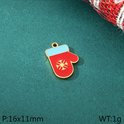 Christmas Elements Series Diy Accessories Stainless Steel Elk Santa Claus Snowflake Gloves Pendant