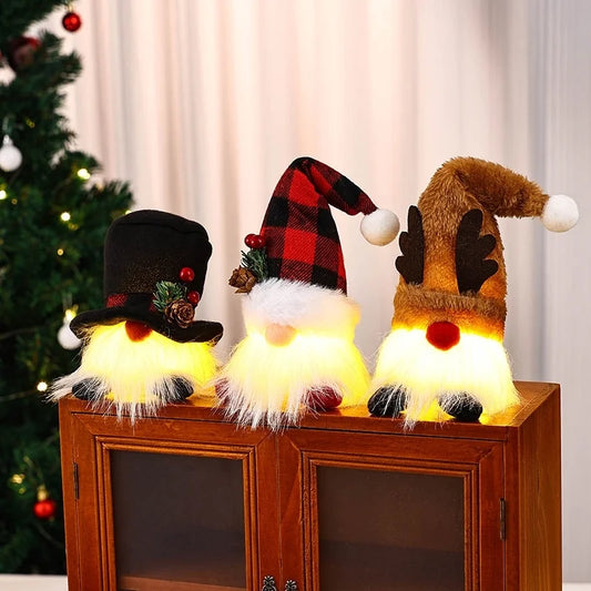 Christmas Nordic Style Cute Santa Claus Party Festival Ornaments Lightings Decorative Props