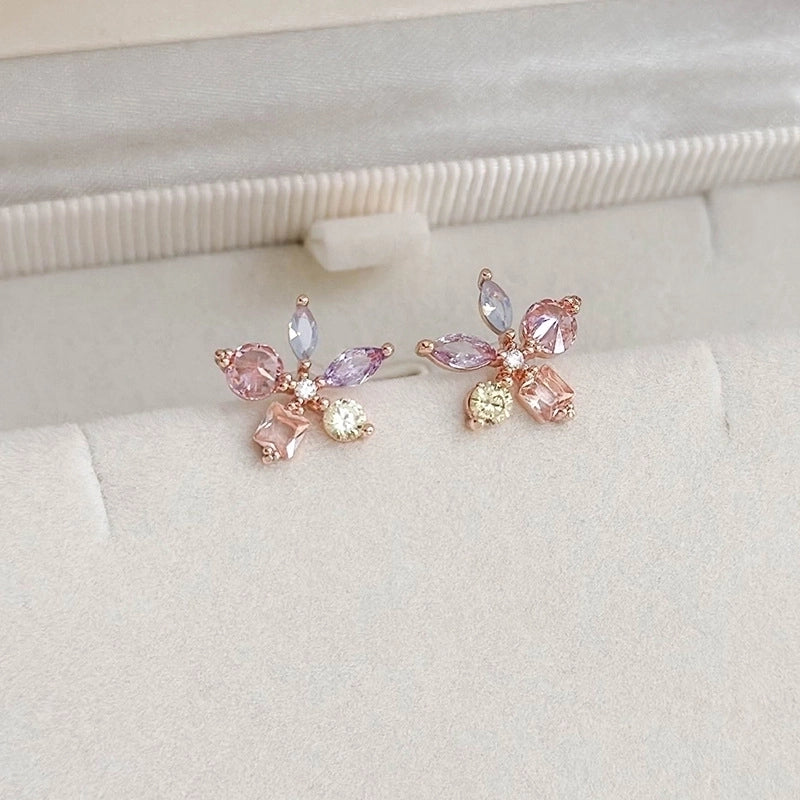 1 Pair Elegant Lady Streetwear Water Droplets Heart Shape Flower Hollow Out Inlay Steel Imitation Pearl Zircon Drop Earrings