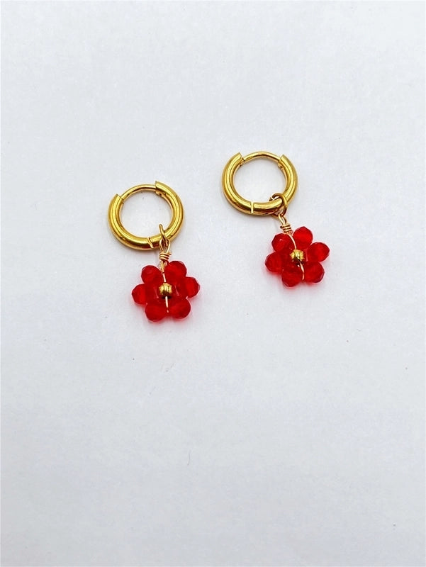 1 Pair Pastoral Flower Inlay 304 Stainless Steel Plastic Stainless Steel Earrings