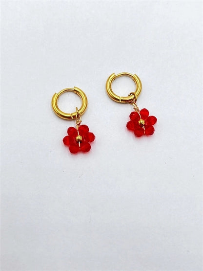 1 Pair Pastoral Flower Inlay 304 Stainless Steel Plastic Stainless Steel Earrings