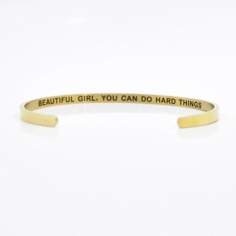 Minimalist Letter Stainless Steel Bangle