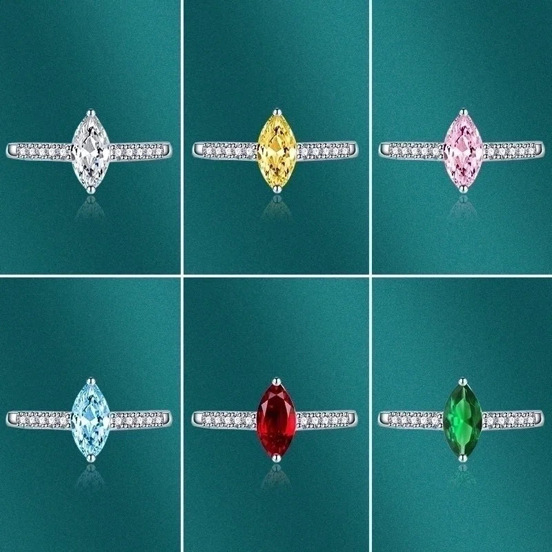 Minimalist Solid Color White Copper Inlay Zircon Rings