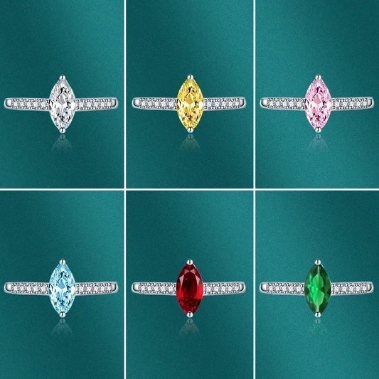 Minimalist Solid Color White Copper Inlay Zircon Rings