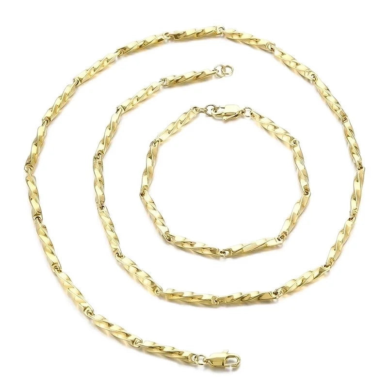 Minimalist Solid Color Stainless Steel 18K Gold Plated Plating Bracelets Necklace
