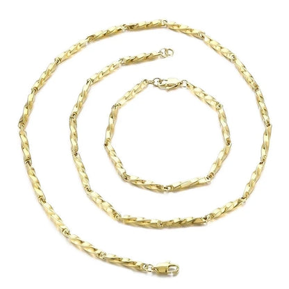 Minimalist Solid Color Stainless Steel 18K Gold Plated Plating Bracelets Necklace