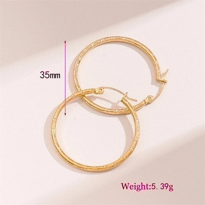 1 Pair Retro Minimalist C Shape Round Plating Stainless Steel 18k Gold Plated Hoop Earrings