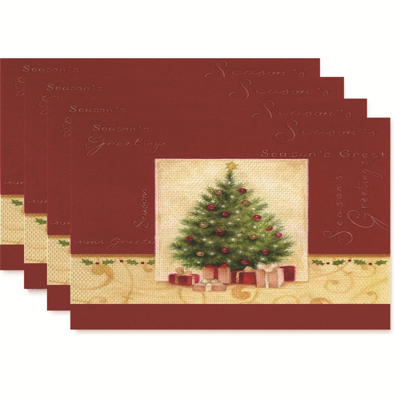 Christmas Nordic Style Christmas Tree Bow Knot Snowflake Linen Cotton And Linen Placemat