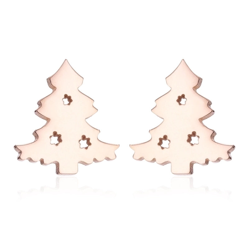 1 Pair Fashion Christmas Tree 304 Stainless Steel 18K Gold Plated Ear Studs
