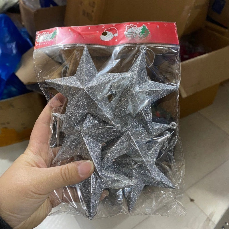 Christmas Stars Christmas Christmas Tree Decorations 23cm Golden Christmas Tree Pendant Five-pointed Star With Gold Powder