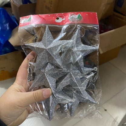 Christmas Stars Christmas Christmas Tree Decorations 23cm Golden Christmas Tree Pendant Five-pointed Star With Gold Powder