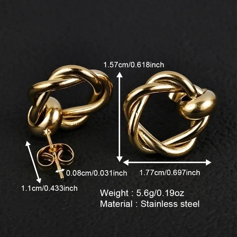 1 Pair Minimalist Geometric Polishing 201 Stainless Steel 18K Gold Plated Ear Studs