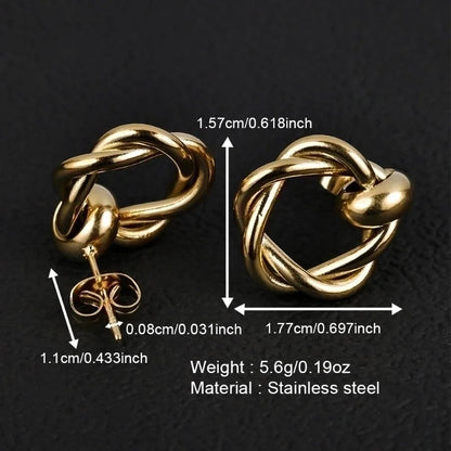 1 Pair Minimalist Geometric Polishing 201 Stainless Steel 18K Gold Plated Ear Studs