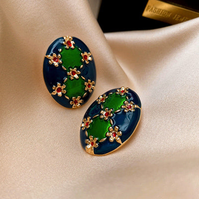 2 Pieces Mid-century Modern Round Geometric Copper Electroplating Earrings