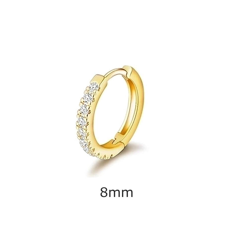 1 Piece Minimalist Geometric Inlay Copper Zircon Hoop Earrings