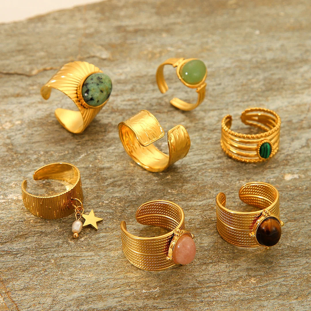 IG Style Open Ring Stripe Round Circle Geometric Stainless Steel Electroplating Rings