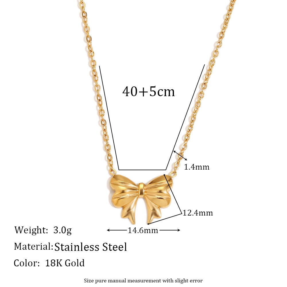 Fashion Bowknot Stainless Steel 18K Gold Plated Stud Earrings