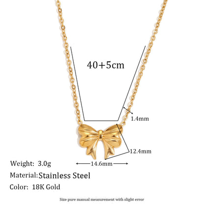 Fashion Bowknot Stainless Steel 18K Gold Plated Stud Earrings