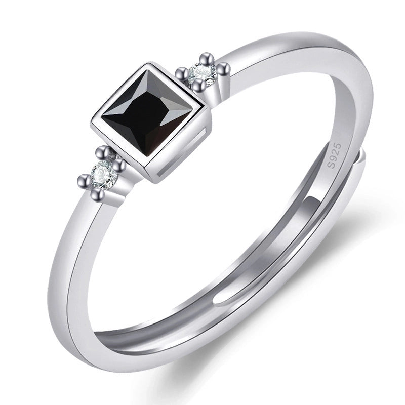 Minimalist Solid Color Copper Plating Inlay Artificial Diamond Rings 1 Piece