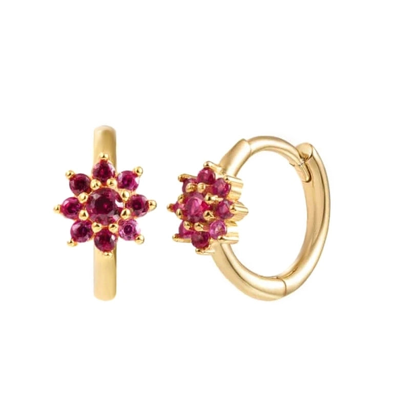 1 Pair Sweet Minimalist Flower Copper Plating Inlay Zircon Earrings