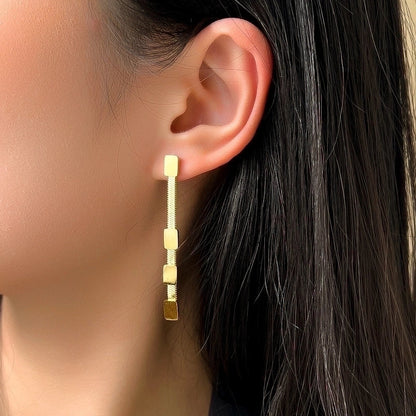 1 Pair Fashion Square Inlay 304 Stainless Steel Artificial Rhinestones 18K Gold Plated Stainless Steel Earrings