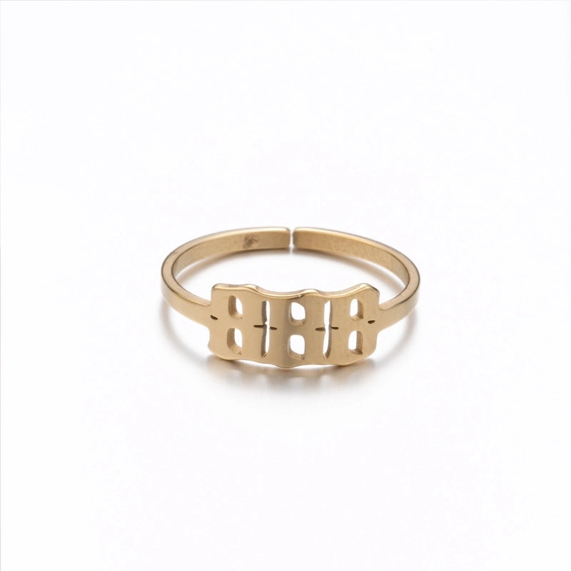 Retro Letter 201 Stainless Steel 18K Gold Plated Plating Open Ring