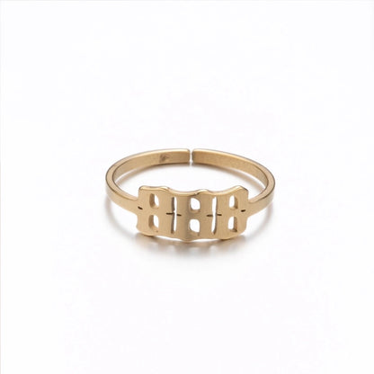 Retro Letter 201 Stainless Steel 18K Gold Plated Plating Open Ring