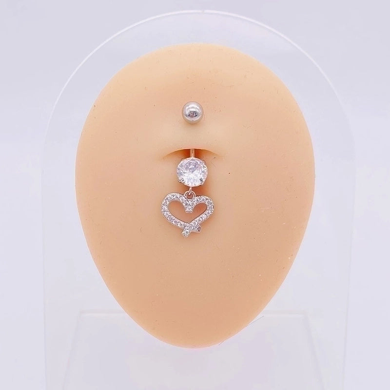 1 Piece Fashion Star Heart Shape Butterfly Stainless Steel Inlay Zircon Belly Ring